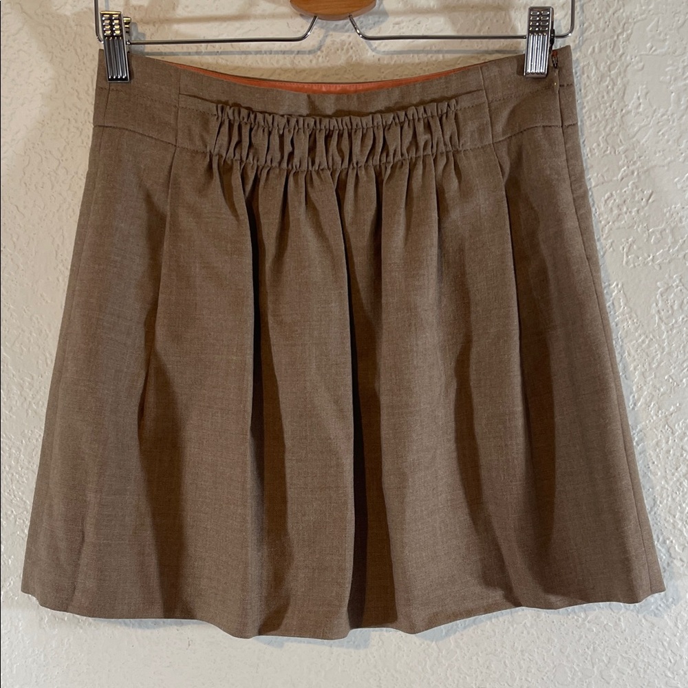 J Crew Mini Skirt Tan Wool Blend With Front Pockets Size 0